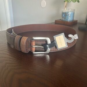 Buckle Brown Leather Men's Belt with Silver Buckle